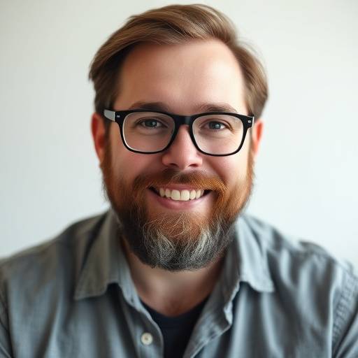 Headshot of Ben Carter, a man with a beard and glasses, wearing a casual shirt.